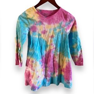 Tie-dye long sleeve cotton shirt dress